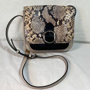 Banana Republic Leather Saddle Bag with Snake-print Flap